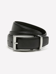 Black Leather Belt with Square Buckle rw&co Great Value Deal