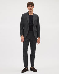 Slim-Fit Dark Grey Checkered Suit Blazer rw&co Limited Time Discount
