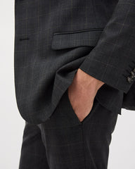 Slim-Fit Dark Grey Checkered Suit Blazer rw&co Limited Time Discount