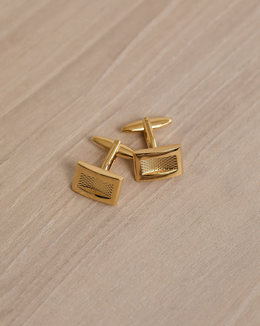 Rectangular Golden Cuff Links rw&co Great Value Deal