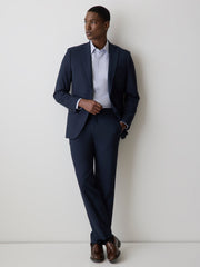 Essential Tailored Fit Navy Blue Suit Blazer rw&co Exclusive Sale Price