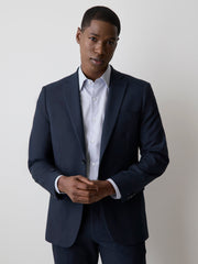 Essential Tailored Fit Navy Blue Suit Blazer rw&co Exclusive Sale Price