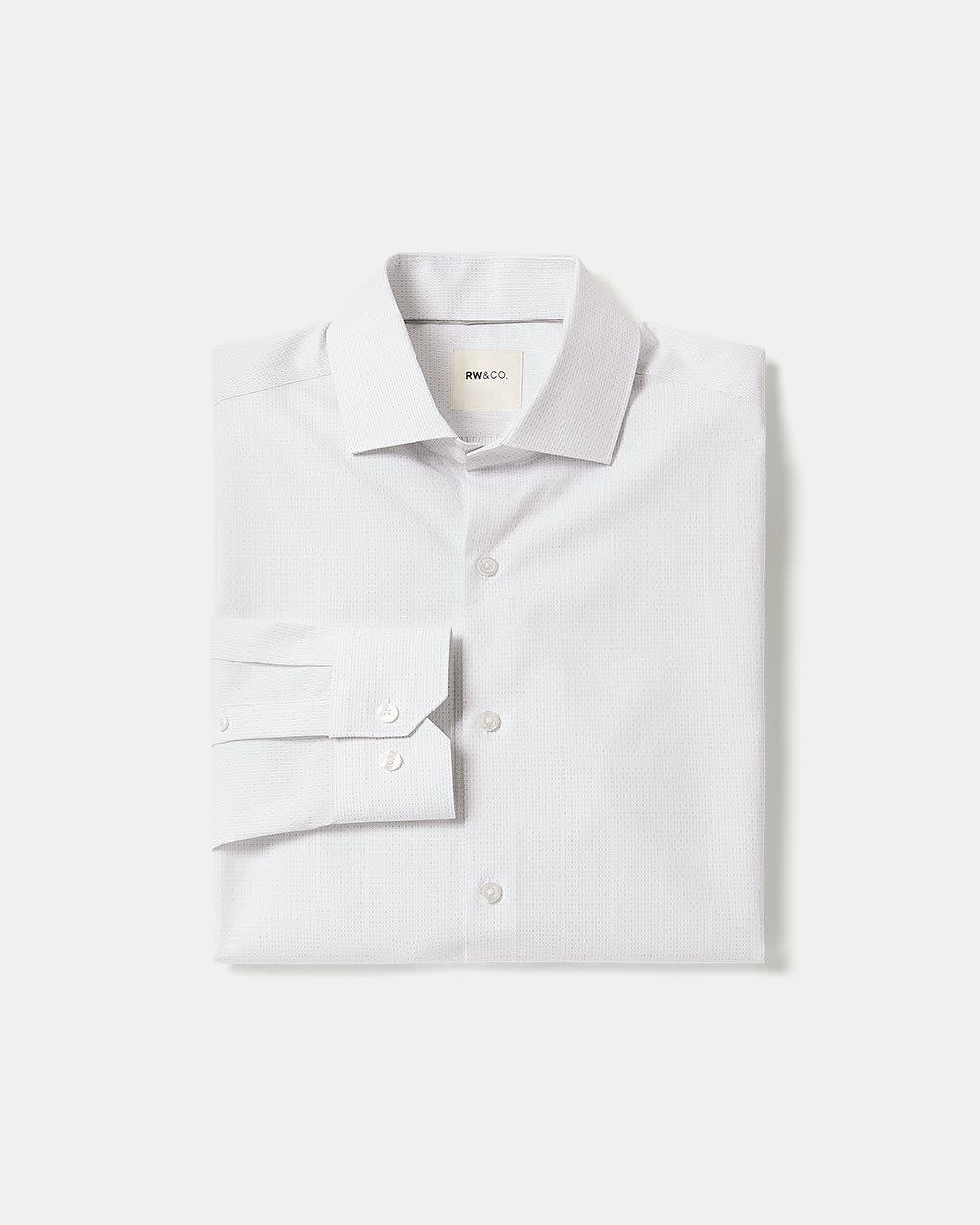 White Slim Fit Dress Shirt with Grey Micro Dots rw&co Special Offer
