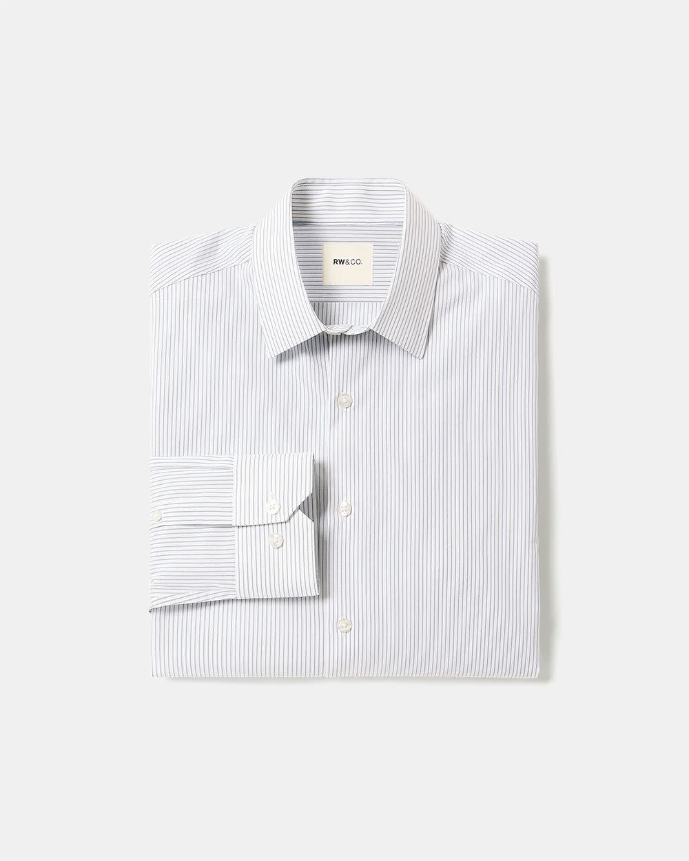 White Tailored Fit Dress Shirt with Blue Stripes rw&co Exclusive Sale Price