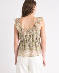 Sleeveless U-Neck Empire-Cut Blouse with Ruffles rw&co Exclusive Sale Price