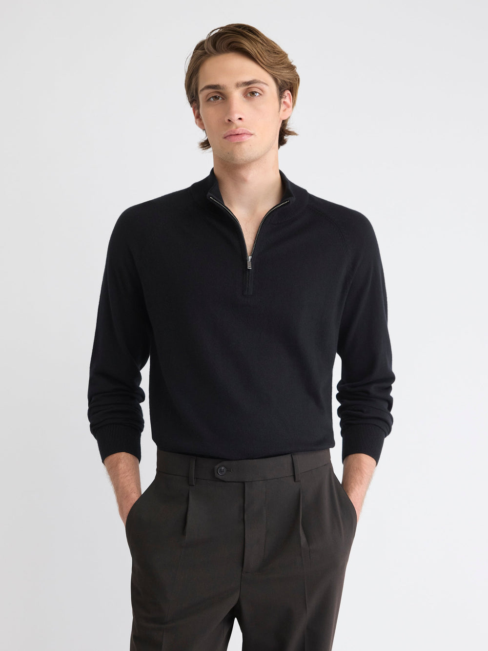 Long-Sleeve Quarter-Zip Mock-Neck Sweater rw&co Special Promo Price