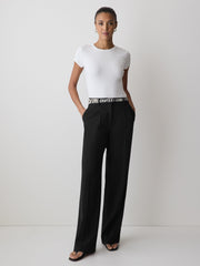 Black High-Rise Wide-Leg Pant rw&co Special Promo Price