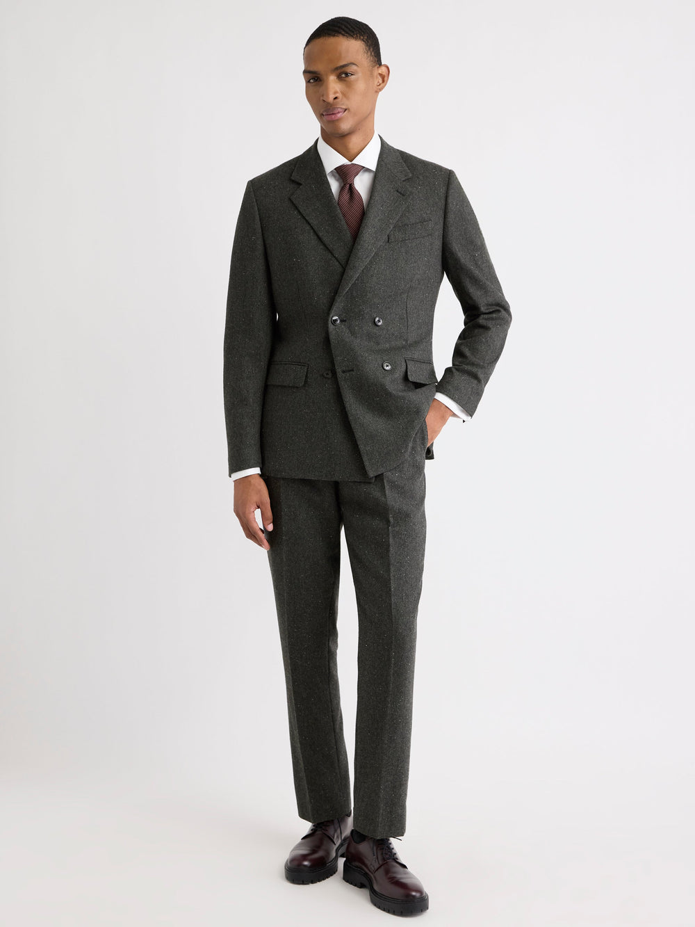 Pleated Tapered-Leg Tweed Suit Pant rw&co Limited Time Discount