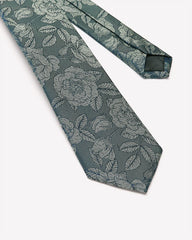 Green Regular Tie with Tonal Floral Pattern rw&co Special Promo Price