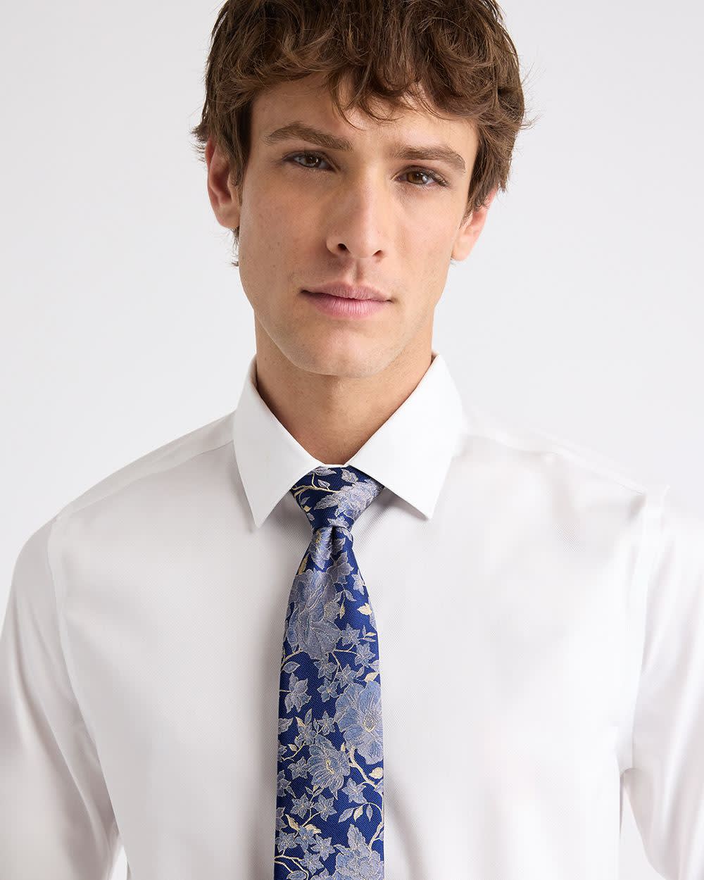 Blue Regular Tie with Floral Pattern rw&co Limited Time Discount