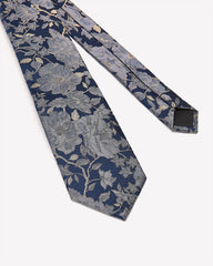 Blue Regular Tie with Floral Pattern rw&co Limited Time Discount