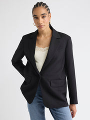 Wool-Blend Oversized One-Button Blazer rw&co On Sale