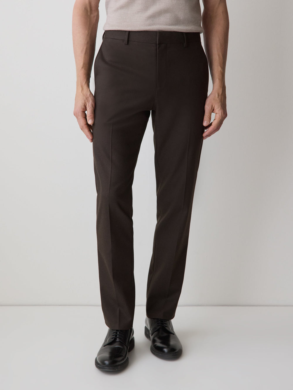 Slim Fit Dark Brown Brushed Twill Pant rw&co On Sale