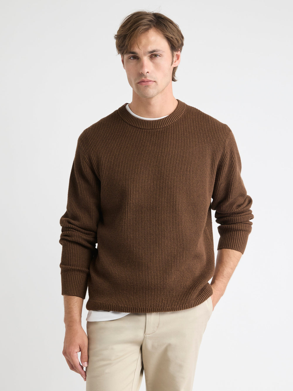 Cashmere-Blend Long-Sleeve Crew-Neck Sweater rw&co Exclusive Sale Price