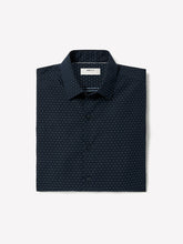 Navy Slim Fit Dress Shirt with Geo Pattern rw&co Limited Time Discount