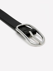 Thin Leather Belt with Oval Buckle rw&co Great Value Deal