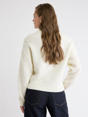 Long-Sleeve Crew-Neck Sweater with Flower Appliqués rw&co Limited Time Discount