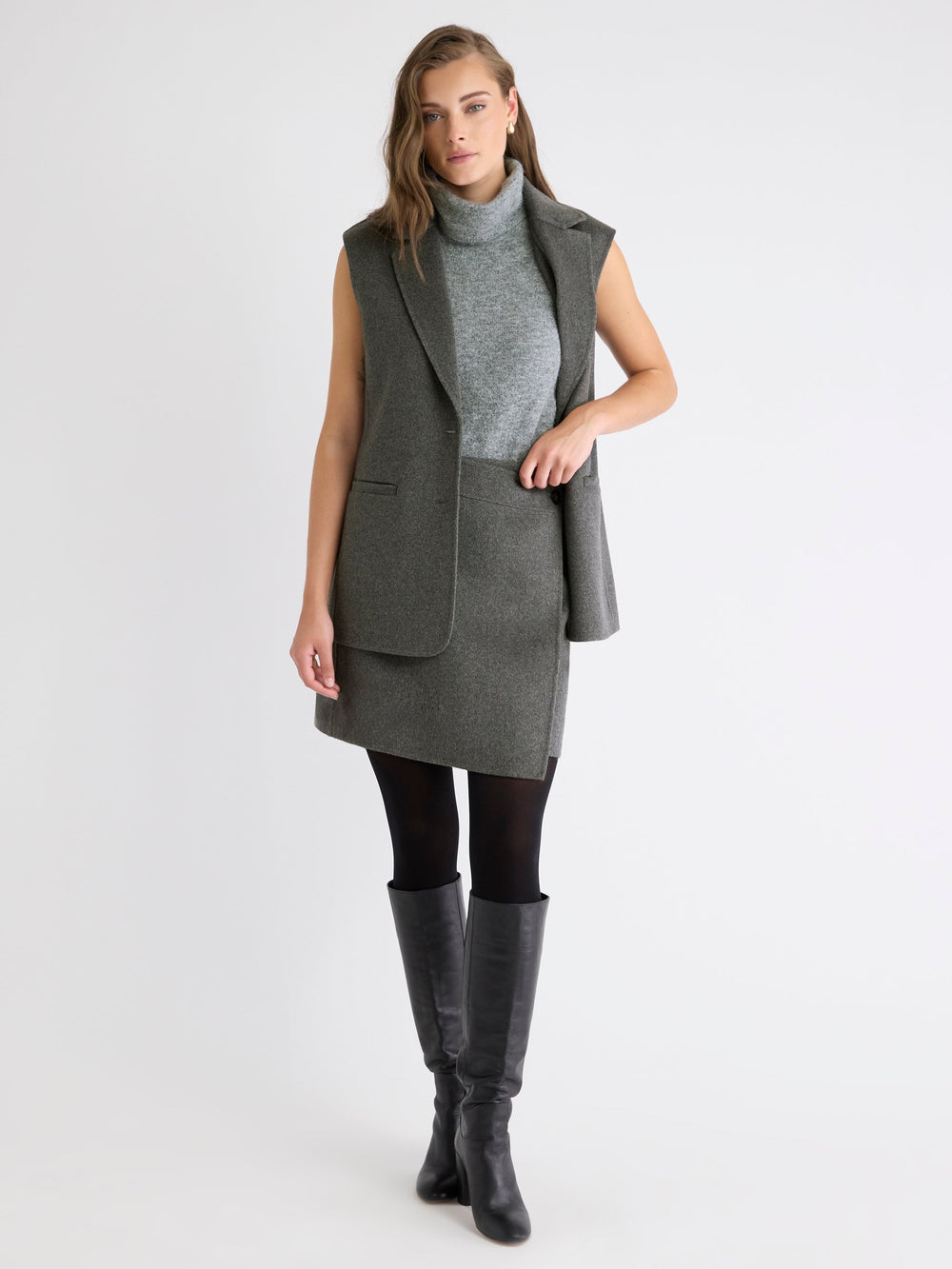 Melton Wrap Mini Skirt rw&co On Sale