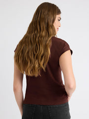 Extended-Sleeve Mock-Neck Top with Tie rw&co Limited Time Discount