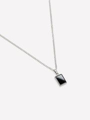 Stainless Steel Necklace with Black Stone Pendant rw&co Special Offer