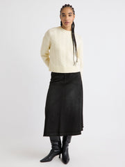 Long-Sleeve Crew-Neck Sweater with Cable Stitches rw&co On Sale