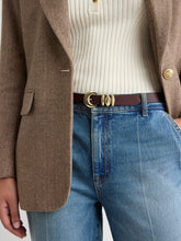 Thin Leather Belt with Rounded Buckle rw&co Limited Time Discount