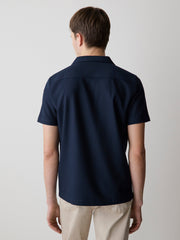 Short-Sleeve Herringbone Shirt with Camp Collar rw&co Exclusive Sale Price