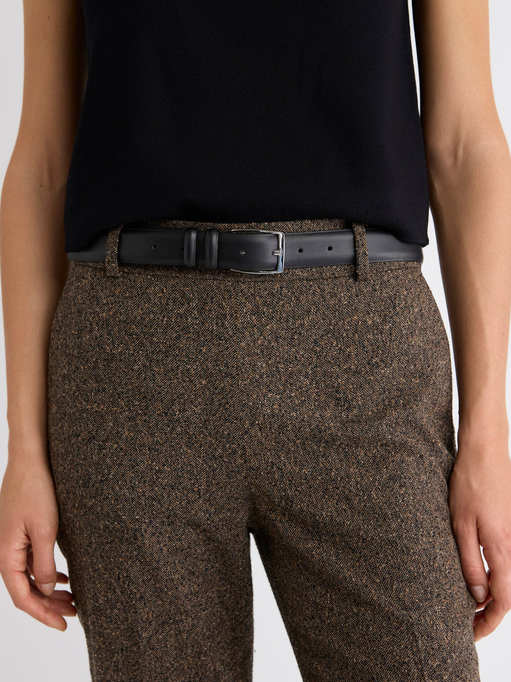 Leather Trouser Belt with Square Buckle rw&co Special Offer