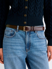 Leather Trouser Belt with Square Buckle rw&co Special Offer
