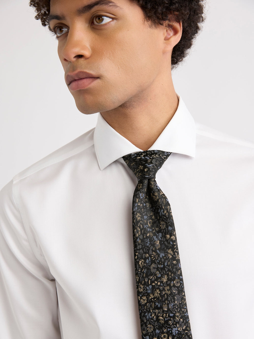 Black Regular Tie with Floral Pattern rw&co Great Value Deal