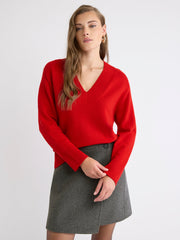 Long-Sleeve V-Neck Merino-Blend Sweater rw&co On Sale