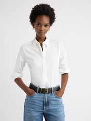 Fitted Long-Sleeve Poplin Blouse rw&co Special Offer