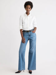 Fitted Long-Sleeve Poplin Blouse rw&co Special Offer