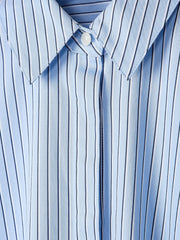 Striped Fitted Long-Sleeve Poplin Blouse rw&co Great Value Deal