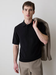 Merino-Wool Short-Sleeve Polo Sweater rw&co Special Offer