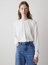 Long-Sleeve Top with Shirred Crew Neckline rw&co Great Value Deal