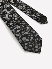 Black Skinny Tie with Floral Pattern rw&co Special Promo Price