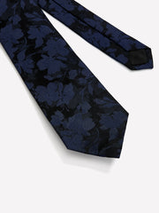 Black Regular Tie with Floral Pattern rw&co Special Offer