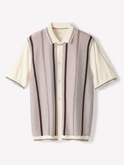 Short-Sleeve Shirt Sweater with Vertical Stripes rw&co Exclusive Sale Price