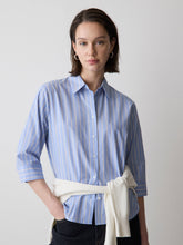 Striped Buttoned-Down Cotton Blouse rw&co Limited Time Discount