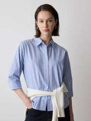 Striped Buttoned-Down Cotton Blouse rw&co Limited Time Discount