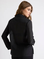 Long-Sleeve Buttoned-Down Blouse with Rhinestones rw&co On Sale