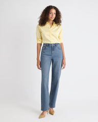Long Medium-Wash Straight-Leg Jeans rw&co On Sale