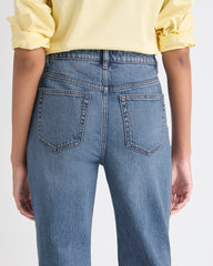 Long Medium-Wash Straight-Leg Jeans rw&co On Sale