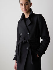 Double-Breasted Twill Trench Coat with Belt rw&co On Sale