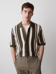 Short-Sleeve Shirt Sweater with Vertical Stripes rw&co Great Value Deal