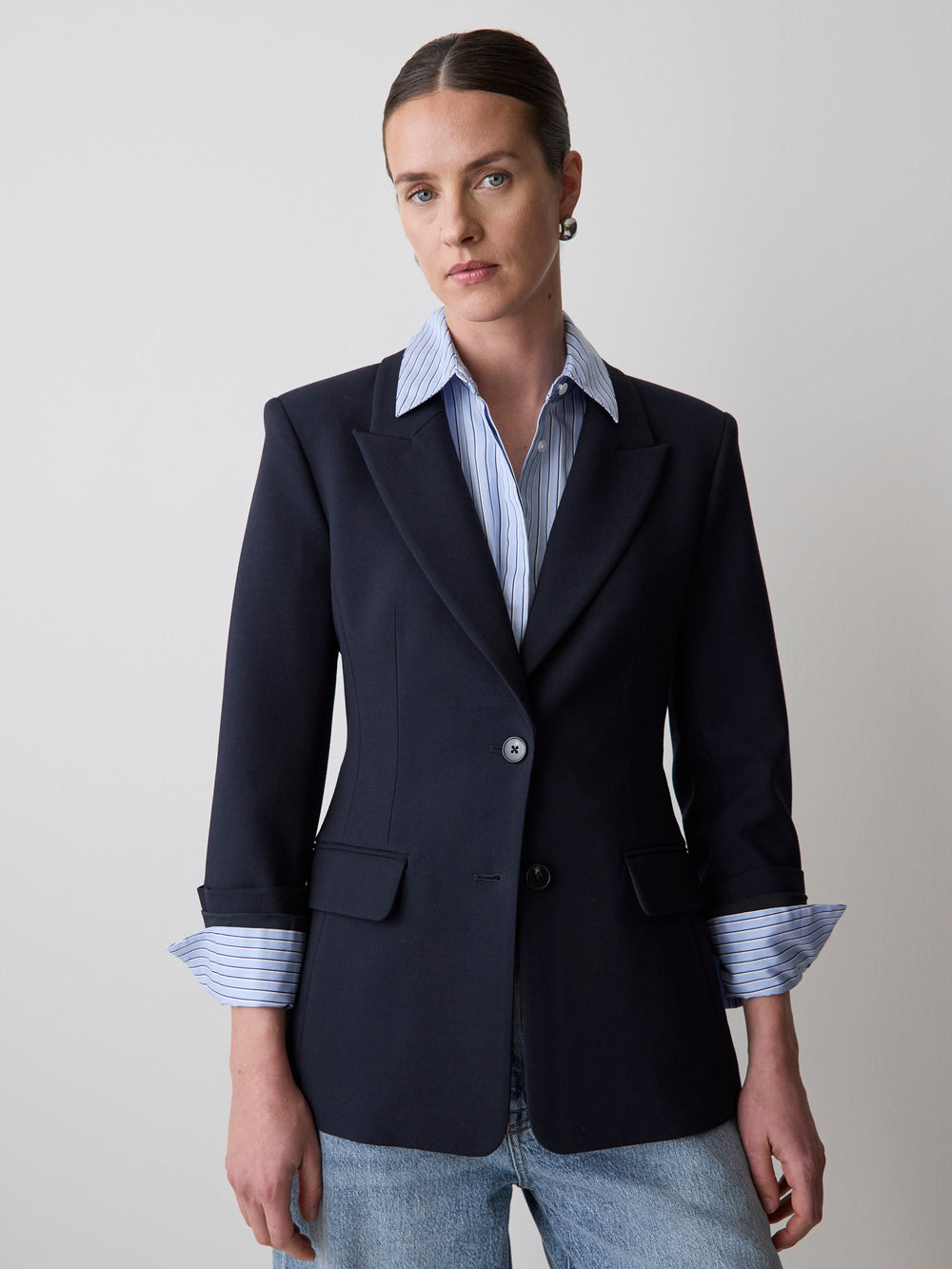 Navy Hourglass Blazer rw&co Exclusive Sale Price