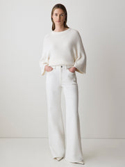 Cream Long High-Rise Wide-Leg Jeans rw&co Special Offer