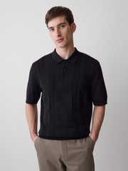 Short-Sleeve Cotton Polo with Vertical Stitches rw&co Exclusive Sale Price