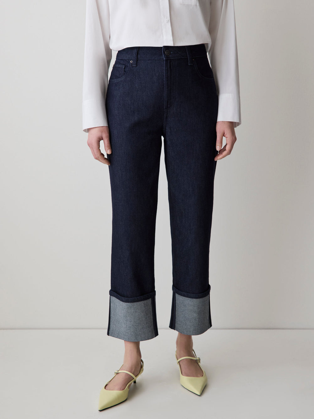 High-Rise Straight-Leg Jeans with Rolled Cuffs rw&co Great Value Deal
